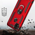Xiaomi Redmi 9C Kılıf Silikon Zırhlı Standlı Yüzüklü Mıknatıslı Tank Kapak - Kırmızı