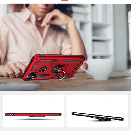 Xiaomi Redmi 9C Kılıf Silikon Zırhlı Standlı Yüzüklü Mıknatıslı Tank Kapak - Gri