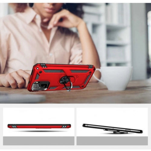 Xiaomi Redmi Note 10 Kılıf Silikon Zırhlı Standlı Yüzüklü Mıknatıslı Tank Kapak - Lacivert