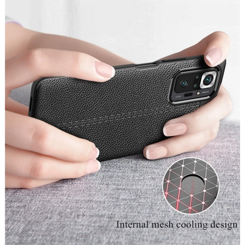 Xiaomi Redmi Note 10 Pro Kılıf Deri Görünümlü Lüks Parmak İzi Bırakmaz Niss Silikon Kapak - Lacivert