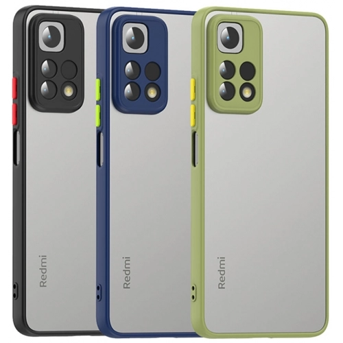 Xiaomi Redmi Note 11 Pro Kılıf Kamera Korumalı Arkası Şeffaf Mat Silikon Kapak - Yeşil