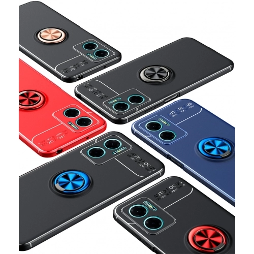 Xiaomi Redmi Note 11E Kılıf Renkli Silikon Yüzüklü Standlı Auto Focus Ravel Kapak - Mavi