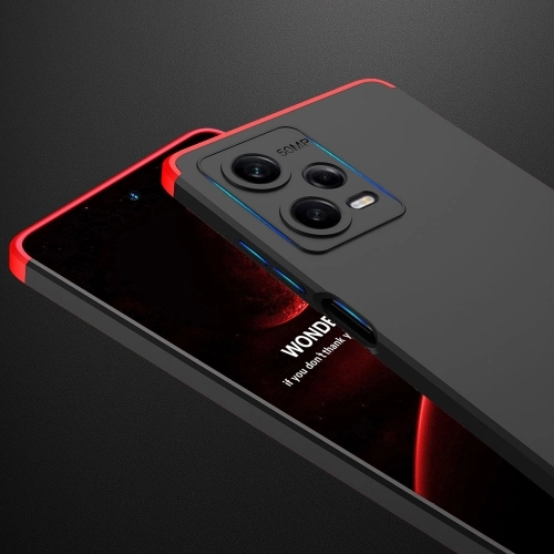 Xiaomi Redmi Note 12 Pro Kılıf 3 Parçalı 360 Tam Korumalı Rubber AYS Kapak - Siyah