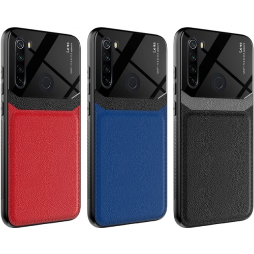 Xiaomi Redmi Note 8 Kılıf Deri Görünümlü Emiks Kapak - Kırmızı