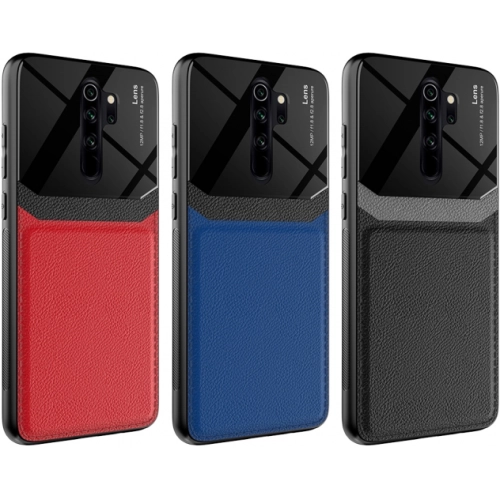 Xiaomi Redmi Note 8 Pro Kılıf Deri Görünümlü Emiks Kapak - Mavi