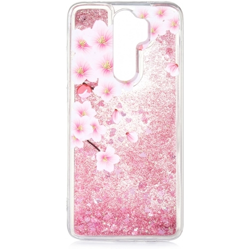 Xiaomi Redmi Note 8 Pro Kılıf Sıvılı Simli Silikon Marshmelo Kılıf - Mor