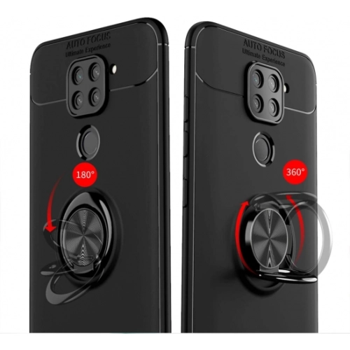 Xiaomi Redmi Note 9 Kılıf Renkli Silikon Yüzüklü Standlı Auto Focus Ravel Kapak - Lacivert