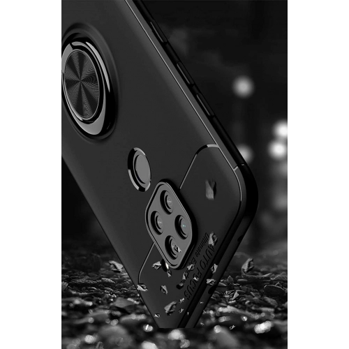 Xiaomi Redmi Note 9 Kılıf Renkli Silikon Yüzüklü Standlı Auto Focus Ravel Kapak - Rose Gold