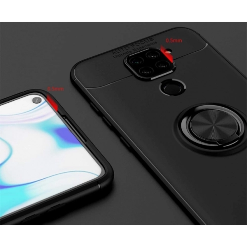 Xiaomi Redmi Note 9 Kılıf Renkli Silikon Yüzüklü Standlı Auto Focus Ravel Kapak - Kırmızı