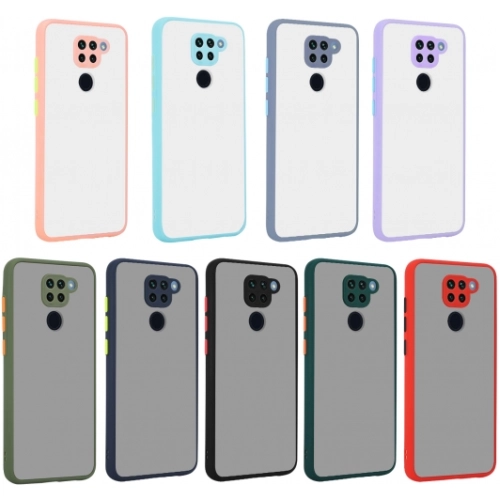 Xiaomi Redmi Note 9 Kılıf Kamera Korumalı Arkası Şeffaf Mat Silikon Kapak - Mor