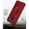 Xiaomi Redmi Note 9 Kılıf Silikon Zırhlı Standlı Yüzüklü Mıknatıslı Tank Kapak - Kırmızı
