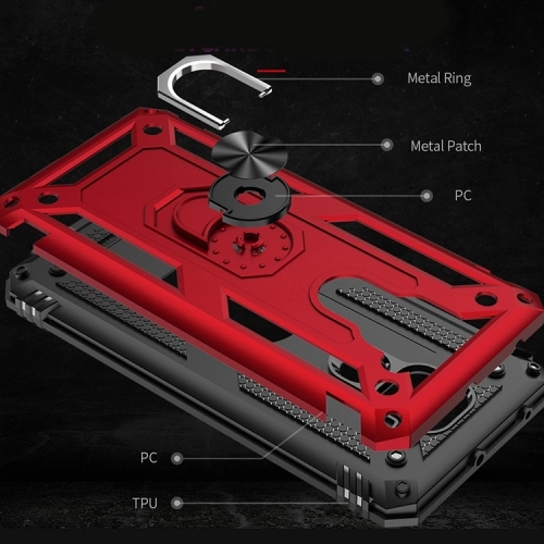 Xiaomi Redmi Note 9 Kılıf Silikon Zırhlı Standlı Yüzüklü Mıknatıslı Tank Kapak - Gümüş