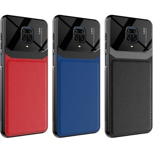 Xiaomi Redmi Note 9 Pro Kılıf Deri Görünümlü Emiks Kapak - Mavi