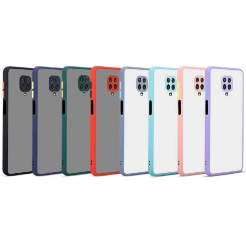 Xiaomi Redmi Note 9s Kılıf Kamera Korumalı Arkası Şeffaf Mat Silikon Kapak - Mor