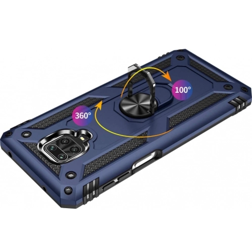 Xiaomi Redmi Note 9s Kılıf Silikon Zırhlı Standlı Yüzüklü Mıknatıslı Tank Kapak - Rose Gold