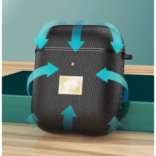 Zore Apple Airpods Kılıf Deri Tasarımlı Silikon Kapak - Siyah