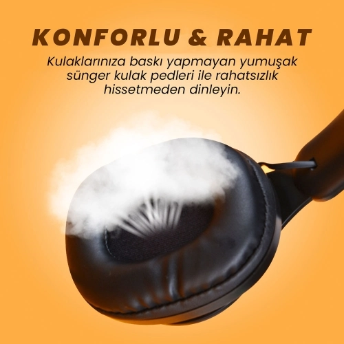 Zore M6 Plus Ayarlanabilir ve Katlanabilir Kulak Üstü Bluetooth Kulaklık - Mor