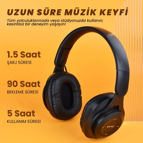 Zore M6 Plus Ayarlanabilir ve Katlanabilir Kulak Üstü Bluetooth Kulaklık - Beyaz