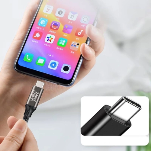 Zore QG02 Thunderbold Uyumlu Type-C to Type-C PD3.1 Data Kablosu 240W 480Mbps 50cm - Siyah