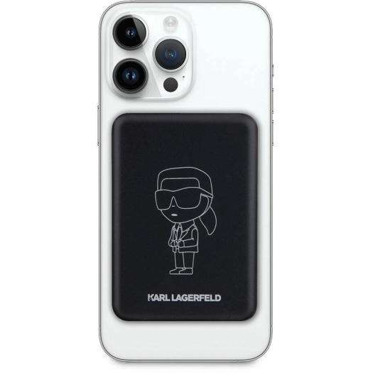 Karl Lagerfeld Led Işıklı Göstergeli Magsafe Magnetik Orjinal Lisanslı Powerbank 5000 Mah - Siyah