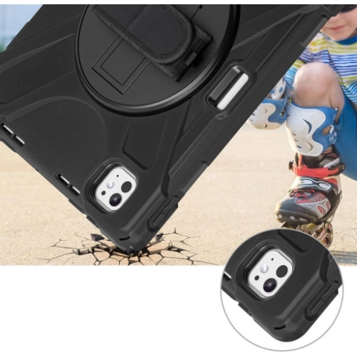 Apple iPad Pro 11 2024 Kılıf Defender Boyun Askılı Tablet Silikon - Siyah