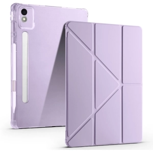 Lenovo Idea Tab Pro 12.7 TB-373FU Kılıf Standlı Tri Folding Kalemlikli Silikon Smart Cover - Lila