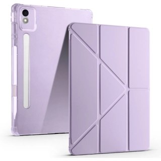 Lenovo Idea Tab Pro 12.7 TB-373FU Kılıf Standlı Tri Folding Kalemlikli Silikon Smart Cover - Lila
