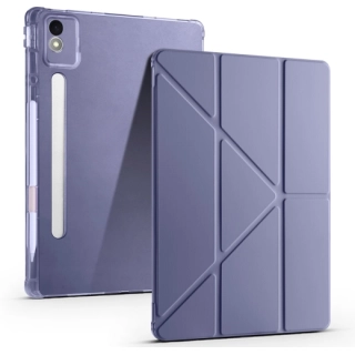 Lenovo Idea Tab Pro 12.7 TB-373FU Kılıf Standlı Tri Folding Kalemlikli Silikon Smart Cover - Mor