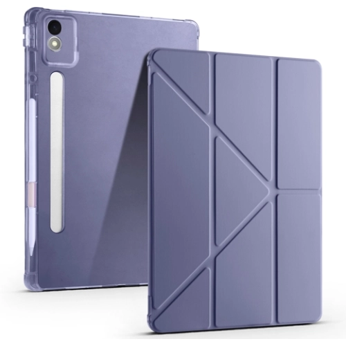 Lenovo Idea Tab Pro 12.7 TB-373FU Kılıf Standlı Tri Folding Kalemlikli Silikon Smart Cover - Mor