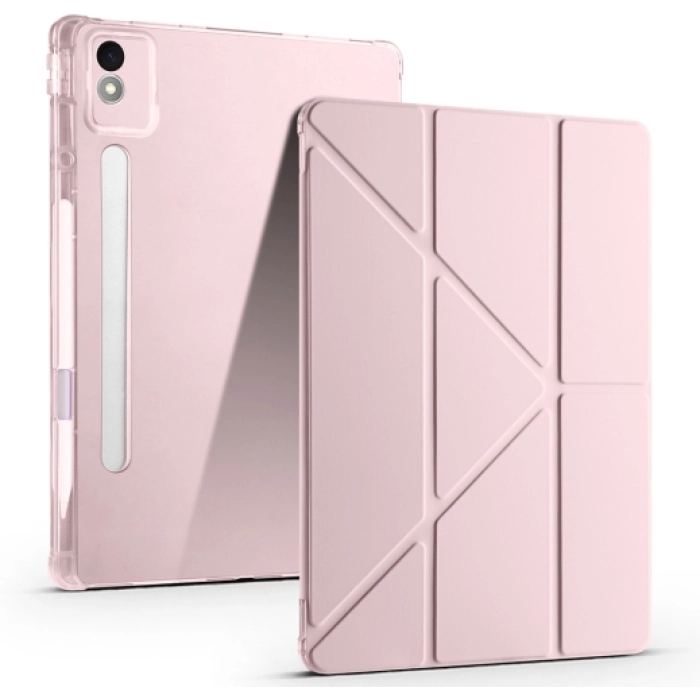 Lenovo Idea Tab Pro 12.7 TB-373FU Kılıf Standlı Tri Folding Kalemlikli Silikon Smart Cover - Rose Gold