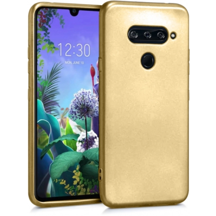 LG Q60 Kılıf İnce Soft Mat Renkli Esnek Silikon Kapak - Gold