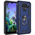 LG Q60 Kılıf Silikon Zırhlı Standlı Yüzüklü Mıknatıslı Tank Kapak - Lacivert