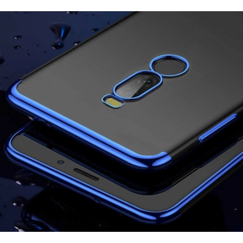 Meizu Note 8 Kılıf Renkli Köşeli Lazer Şeffaf Esnek Silikon - Mavi