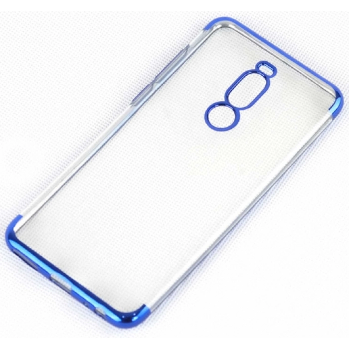 Meizu Note 8 Kılıf Renkli Köşeli Lazer Şeffaf Esnek Silikon - Mavi