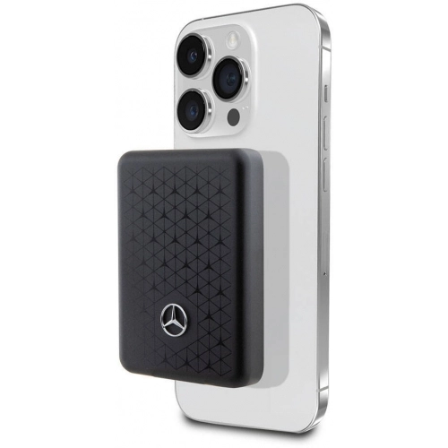Mercedes Benz Led Işıklı Göstergeli Magsafe Magnetik Orjinal Lisanslı Powerbank 3000 Mah - Siyah