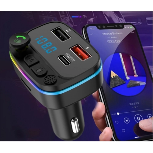 Newface P3 PD 20W+QC3.0 Bluetooth FM Transmitter Çakmaklık Girişli - Siyah