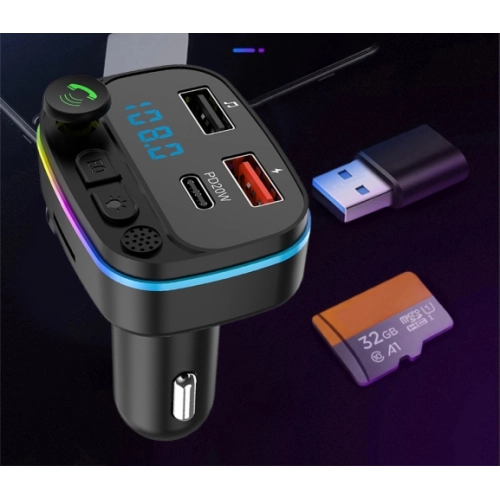 Newface P3 PD 20W+QC3.0 Bluetooth FM Transmitter Çakmaklık Girişli - Siyah