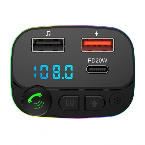Newface P3 PD 20W+QC3.0 Bluetooth FM Transmitter Çakmaklık Girişli - Siyah