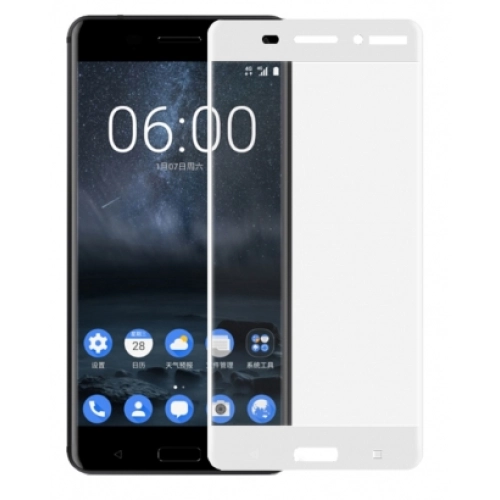 Nokia 6 Ekran Koruyucu Fiber Tam Kaplayan Nano - Beyaz