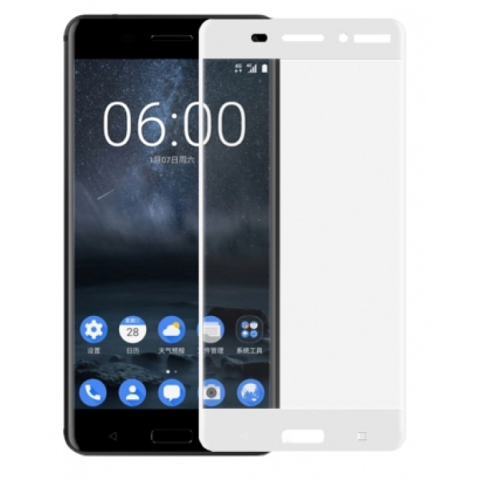 Nokia 6 Ekran Koruyucu Fiber Tam Kaplayan Nano - Beyaz