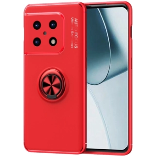 OnePlus 10 Pro Kılıf Renkli Silikon Yüzüklü Standlı Auto Focus Ravel Kapak - Kırmızı