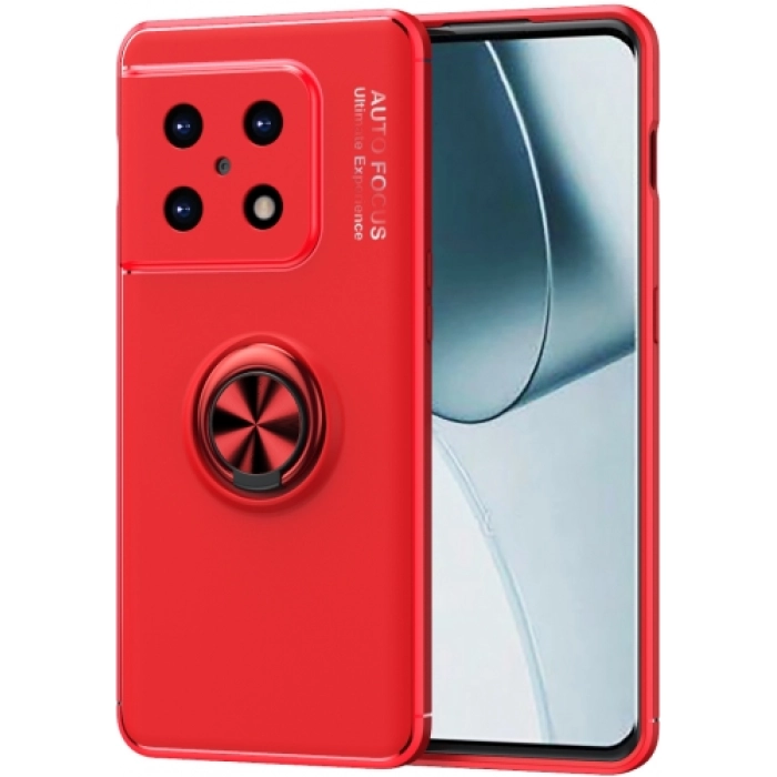 OnePlus 10 Pro Kılıf Renkli Silikon Yüzüklü Standlı Auto Focus Ravel Kapak - Kırmızı