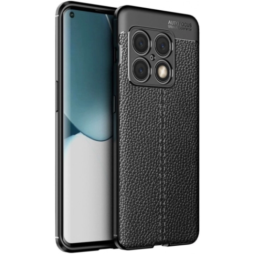 OnePlus 10 Pro Kılıf Deri Görünümlü Lüks Parmak İzi Bırakmaz Niss Silikon Kapak - Siyah