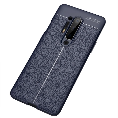 OnePlus 8 Pro Kılıf Deri Görünümlü Lüks Parmak İzi Bırakmaz Niss Silikon Kapak - Lacivert