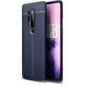 OnePlus 8 Pro Kılıf Deri Görünümlü Lüks Parmak İzi Bırakmaz Niss Silikon Kapak - Lacivert