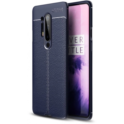 OnePlus 8 Pro Kılıf Deri Görünümlü Lüks Parmak İzi Bırakmaz Niss Silikon Kapak - Lacivert