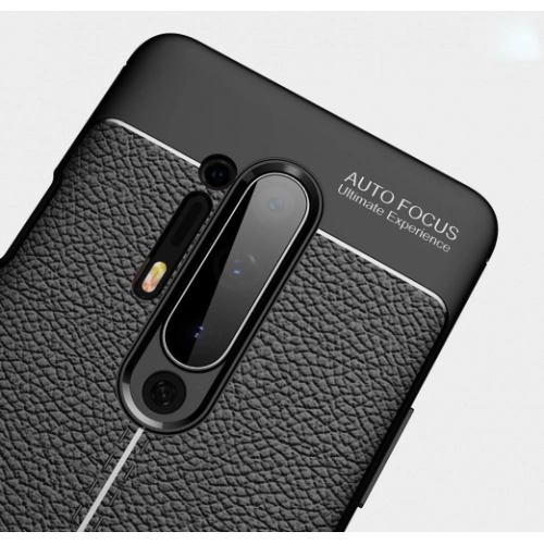 OnePlus 8 Pro Kılıf Deri Görünümlü Lüks Parmak İzi Bırakmaz Niss Silikon Kapak - Siyah