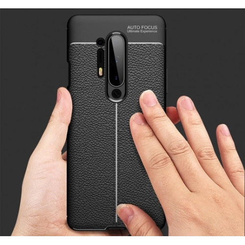 OnePlus 8 Pro Kılıf Deri Görünümlü Lüks Parmak İzi Bırakmaz Niss Silikon Kapak - Siyah