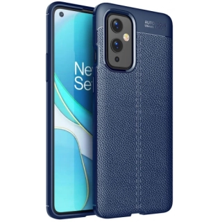 OnePlus 9 Kılıf Deri Görünümlü Lüks Parmak İzi Bırakmaz Niss Silikon Kapak - Lacivert