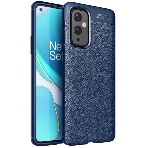 OnePlus 9 Kılıf Deri Görünümlü Lüks Parmak İzi Bırakmaz Niss Silikon Kapak - Lacivert